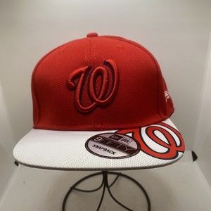 New Era 9Fifty Men's Cap MLB Washington Nationals "W" Basic Red Snapback Hat EUC